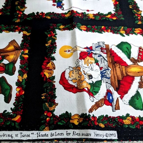 VTG Alexander Henry fabric Christmas He's checking it twice, Nicole de Leon 1992 - Picture 2 of 8